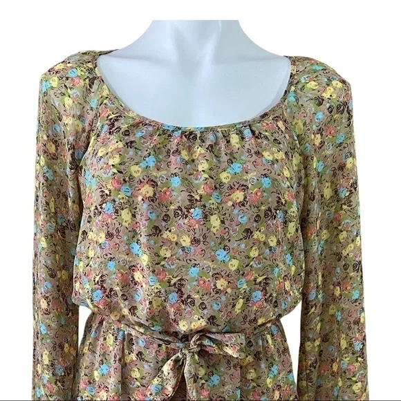 Speechless Beige Floral Multicolor Dress Small - Picture 3 of 7